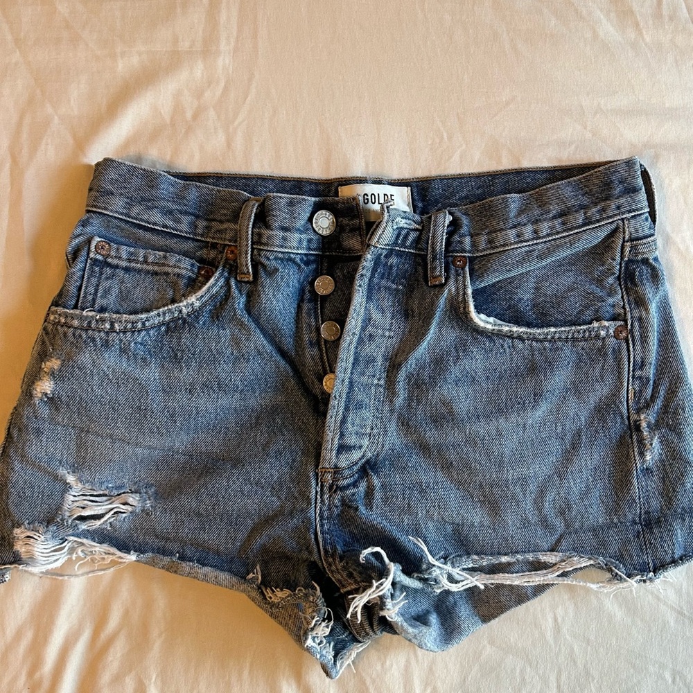 Agolde Women's Distressed Blue Jean Shorts